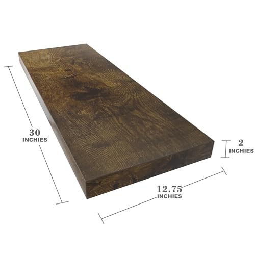 Dumekko Large Floating Shelves For Wall Set Of 3 Wooden Wall Shelves 30 In X 12.75 In X 2 In Room Decor Long Shelf With Invisible Wall Mount Bracket For Bedroom Kitchen Living Room Rustic Brown thumb #2