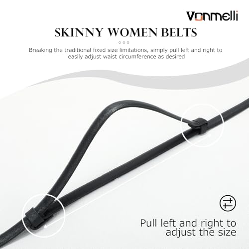 VONMELLI Women's Leather Skinny Belt for Dress Adjustable Thin Waist Belt for Ladies3