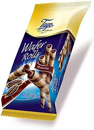 Tago Wafer Rolls from Serendib | Crispy wafer rolls with flavoured Cream Filling (150g) | (3 Packets, Cocoa Filling)