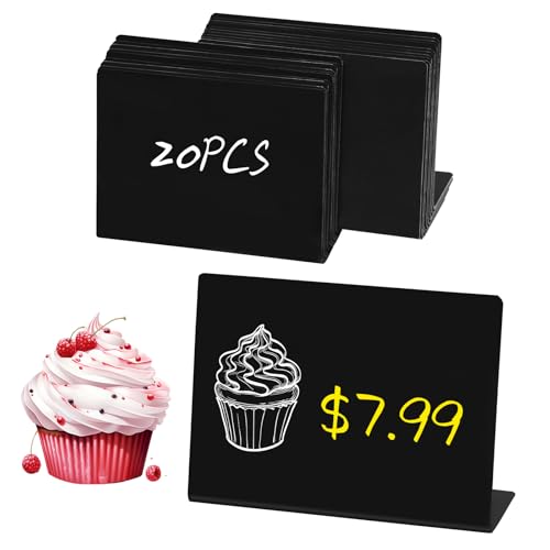 20 Piezas Mini Letreros de Pizarra A7, Pizarra Negra Pequeña Precios, Pizarre Pequeña Borrable Buffet para Fiestas, Restaurantes, Tiendas