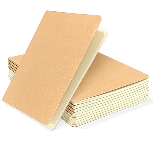 xiaoxianxian 10 Pack Cuaderno A5 Hojas Blancas, Libretas de Notas de Kraft (34 Hojas), Bloc de Notas para Escuela, Oficina, Viajes, Dibujo y Graffiti