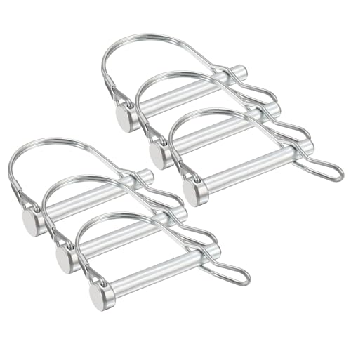 PATIKIL 6 Pcs Trailer Coupler Pins, 5/16" x 2.4" (8mm x 60mm) Safety Wire Lock Hitch Pin Arch Shaft Spring Locking Clip Half Round with Loop for Farm Trailers Lawn Garden Wagons