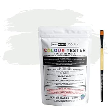 HQC Paint Wall and Ceilings Matt | Sample Colour Tester Pot with Brush | Quick Drying Quality Interior Paint | Contemporary Finish | Light Grey Colour 25ml