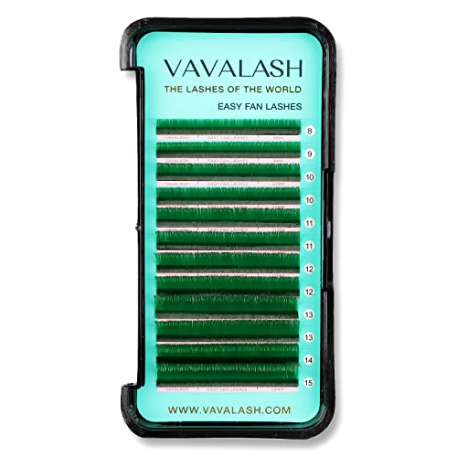 VAVALASH Colored Easy Fan Eyelash Extensions 0.07 CC Curl 13-20mm Mixed Lash Tray Green Self Fanning Lashes Colorful Volume lash extensionsGreen 0.07-CC-13-20mm