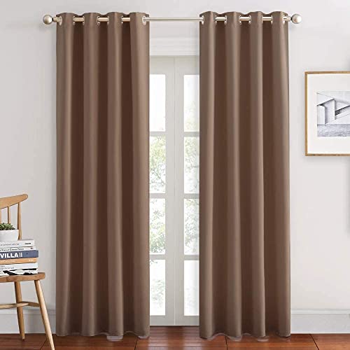 Image of JUPON Extra Wide Blackout Curtain Set of 2 Curtain for Bedroom /Darkening Curtains for Living Room (54 x 96 inch - Mocha)