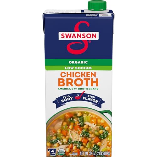 Swanson Low Sodium Organic Chicken Broth, 32 oz Carton