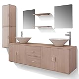 vidaXL Set Muebles para Baño con Lavabo y Grifo Incluido Pack 11 Piezas Beige