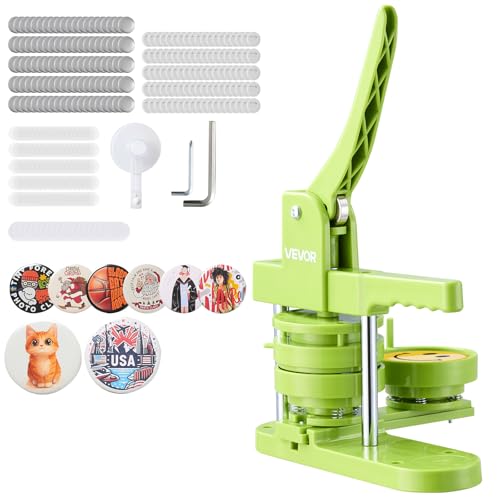 VEVOR Button Maker Machine 3in/75mm Plastic Pin Maker with 100pcs Button Parts Mr. Panda Magic Book Circle Cutter and Hex Wrenches Reinforced Ergonomic Handle for DIY Badges Personalized Pins
