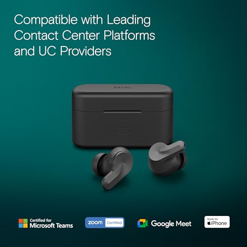 Image of EPOS ADAPT E1 True Wireless Earbuds Black - Hybrid ANC, Multi-Point Bluetooth, Microsoft Teams & Made for iPhone Certified, 50H Battery, Wireless Charging, Semi Open, USB C Dongle IPX5 Water Resistant