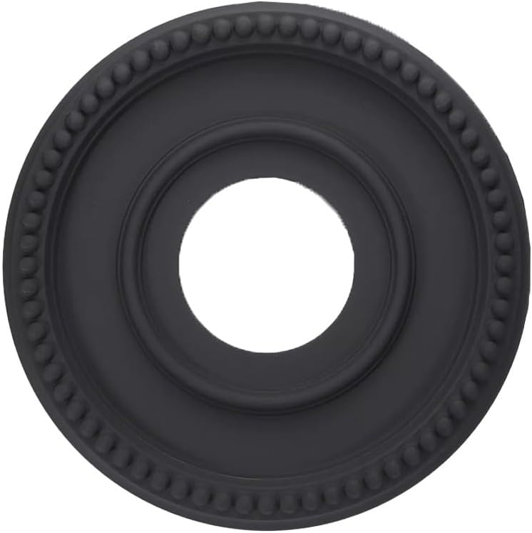 Black Round Ceiling Medallion for Light Fixtures, 12.4 Inch PU Decorative Cover Plate to Hide Imperfections, Vintage Style Fan Light Canopy