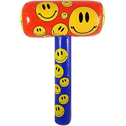 Ossian Giant Inflatable Happy Basher Mallet - Bright and Colourful Smiley Face Blow Up Inflated Pool Bath Seaside Crazy Fun Novelty Toy Party Game for Adult Hen Stag Fancy Dress and Kids Children Cover
