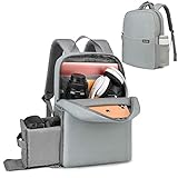 CADeN Camera Bag Backpack with Laptop Compartment 14' Waterproof, Camera Case for DSLR Mirrorless SLR Cameras, Compatible for Sony Canon Nikon Camera and Lens Tripod Accessories Light Grey