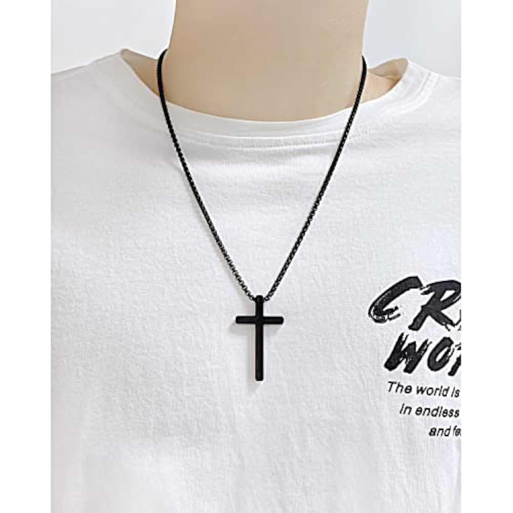 Glossy Titanium Steel Cross Hip Hop Necklace for Men
