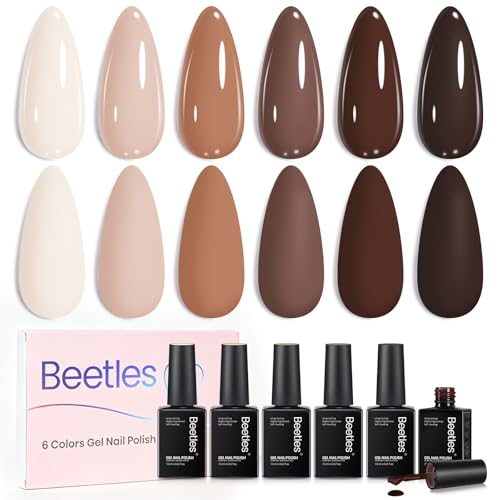 Beetles Brown Gel Polish Set - Cocoa Cashmere, 6 Colors Choc
