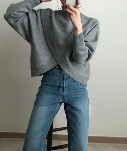 xxxiticat Women's Turtleneck Cropped Sweater Batwing Sleeve High Neck Asymmetric Arm Warmer Shrug Pullover Sweater3