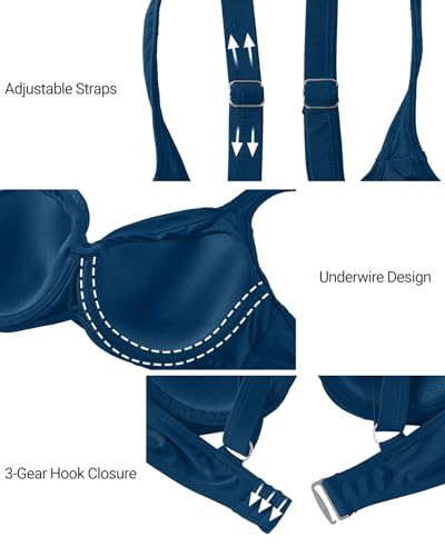 Image of Women Underwire Push Up Bikini Tops Bra Padded Swimsuit Top Only | Full Coverage,Underwire Support,Flattering Wrap Design,Adjustable Straps&Hook,Premium Soft Fabric
