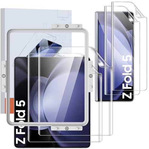 Vizvera for Samsung Fold 5/4 Screen Protector [2 +2 Pcs Inside and Front Screen Protector] With Accessories Flexible Film HD Transparent High Clear Bubble Free for z Fold 5/4 -Clear