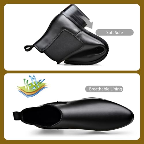 Men'S Leather Chelsea Ankle Boots Fashion Side Zipper Pointed Toe Business Chukka Boots Casual Comfortable Dress Bootie4