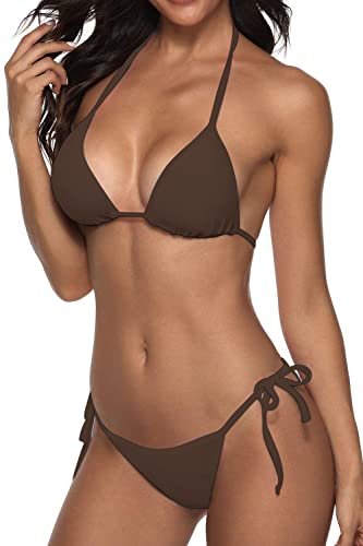 Image of Women Two Piece Swimsuit Sexy Swimwear Halter String Triangle Bikini Sets