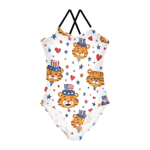 Bolaz Girls Swimsuits One-Piece Bathing Suits Multicolor Kids Sport Summer Beach Swimwear for 3-10 Years Old-Tiger