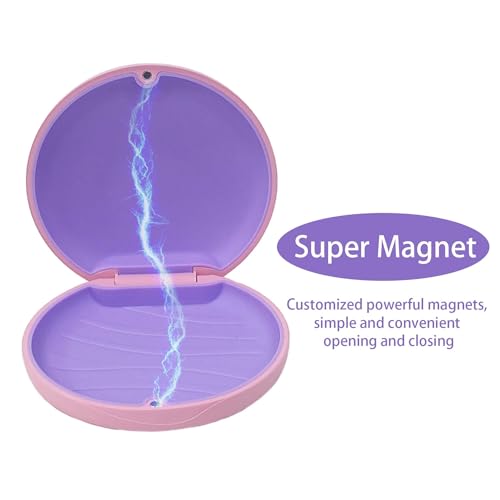 Maoerdental 2PCS Retainer Case Compatible with Invisalign,Cute Slim Aligner Case,Customized Magnetic Closure Orthodontic Retainer Cases (1PC Pink Purple + 1PC Black Cyan) — view 2