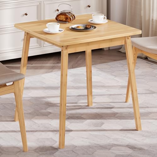 HOOBRO Bamboo Dining Table, Square Dining Table for 2, 27.6' Kitchen Table for Small Space, Writing...