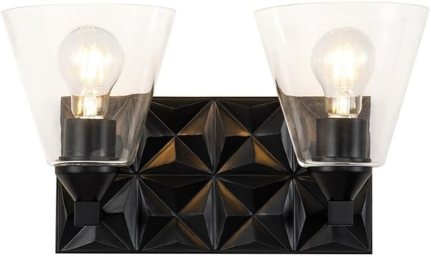 BOWERY HILL Transitional 2-Light Metal Bath Vanity Light in Matte Black