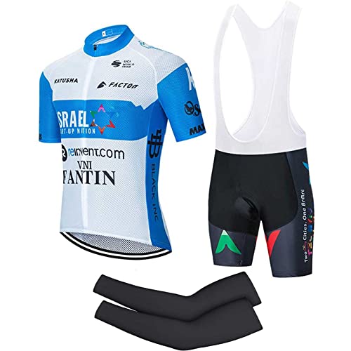 Conjunto de Ropa Ciclismo para Verano, Maillot Ciclismo Mangas Cortas y Acolchado Completo Camiseta + Pantalones Cortos 5D Gel Acolchado (Azul B,L) Cover