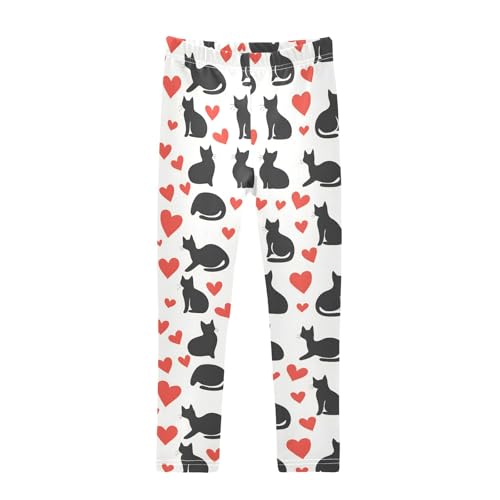 Silhouette Cats Hearts Girls Leggings Athletic Pants Tights Stretch Bottom
