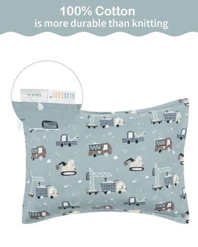 Image of ALVABABY Toddler Pillowcases 2 Pack Organic Cotton Fit 13 inchx 18 inch or 12 inchx16 inch Kids Pillow Cover Envelope for Girl Boy Travel(Pillowcase Only)