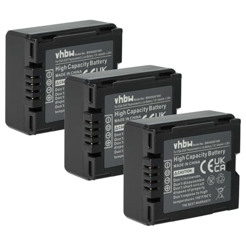 Batterie compatible Panasonic NV-GS150 Li-ION 600mAh vhbw caméscope 3X