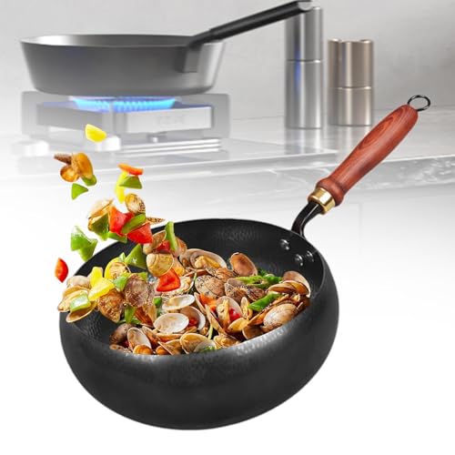 Wok de hierro 9.45'' multifuncional con mango de madera miniatura 4