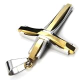 U2U Jewelry Stainless Steel High Polish Surface Cross Necklace Pendant with 2 Chains