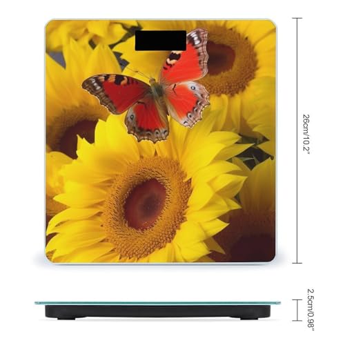 Báscula digital de baño con diseño amarillo y mariposa miniatura 2