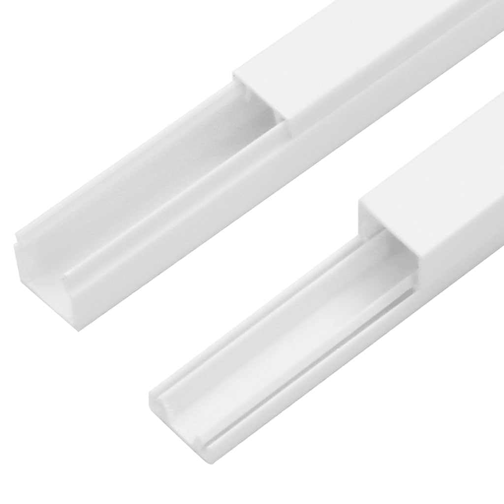 Tubos de instalación de PVC 30 x 20 mm, 10 m, 10 unidades, gestión de cables, canaleta de cables, caja de cables para oficina, pared, suelo para gestión de cables y escondite de cables