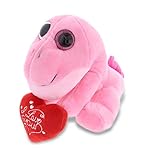 DolliBu I Love You Plush Sparkling Big Eye Pink T-Rex Dinosaur Stuffed Toy with Heart & with Name...