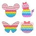 BlueMelon Pop it Fidget Toy | Butterfly Mouse Kitty Cat Design | Pack of 4 and Multi Color (Set of 4)
