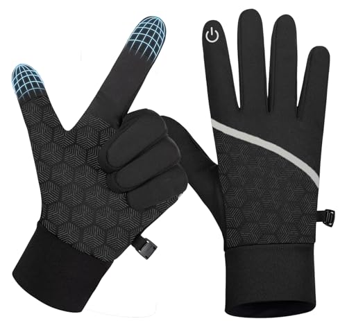 VERSAL Winter Warm Gloves, Touchscreen Windproof Thermal Gloves for Men Women, Non-Slip Water-Resistant Fleece Lined Cycling Gloves MTB Running Gloves for Men Women Driving Hiking Skiing (VWG-089, L)