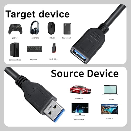 Storite 3 Meter USB 3.0 Male to Female Extension Cable High Speed 5Gbps Data Transfer for Keyboard,Mouse,Flash Drive, Hard Drive, Printer and More to Enhanced Connectivity Extender Black