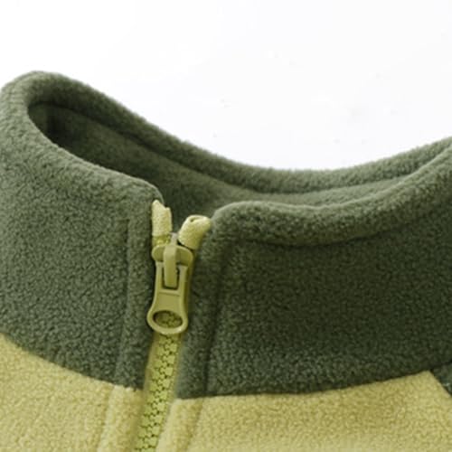 Unisex Polar Fleece Jacket Kids Colorblock Padded Sherpa Lined Mock Neck Coat Fall Warm Zip Up Overwear Tops3