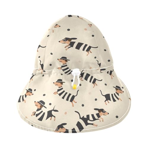 Baby Boys Girls Sun Hat Boy Beach Caps Girl Sun Protection Neck Flap Traveling Camping Hat Cute Cartoon Dachshund3