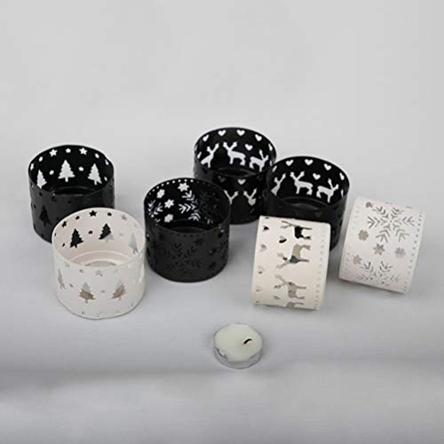 Amosfun Iron Christmas Candle Holder Hollow Out Snowflake Decoration Tealight Holder Christmas Centerpiece Table Decoration Holiday Party Supplies (White) #TOP7