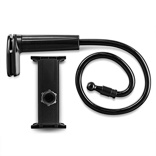 Aduro Solid-Grip iPad Stand Holder 360 Adjustable Universal Gooseneck Lazy Tablet Stand for Desk – Swivel Durable Rubberized Video Mount for Recording Holder (Black)
