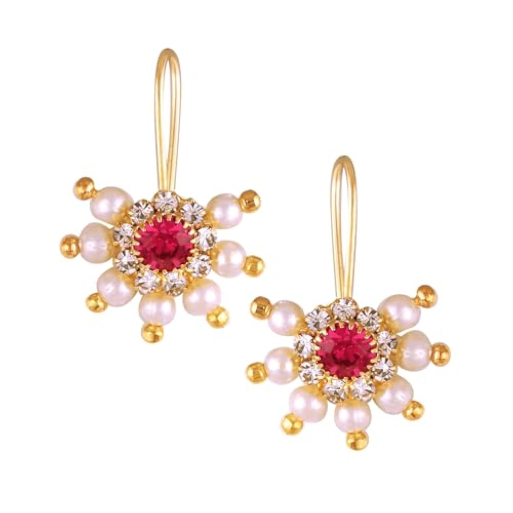 Women's Elegant Shimmering Red Bugadi Earrings