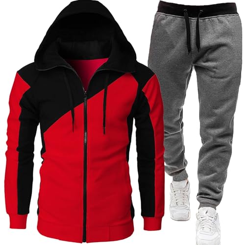 QTANZIQI Cheap Stuff Chándales para niños Sudaderas con Capucha Chándales para Hombres 2 Piezas Waffle Sudaderas con Capucha Suaves Conjuntos de Sudaderas con Cremallera para Hombre Sudadera con