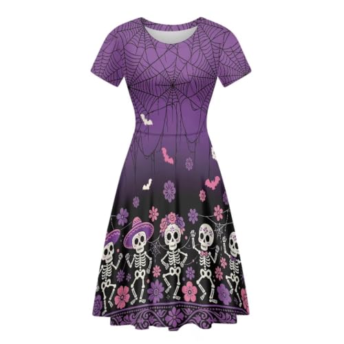 Image of AFPANQZ Womens Casual Summer Lightweight Vintage Dress Short Sleeve Midi Dress Knee-Long Luxury Formal Dress