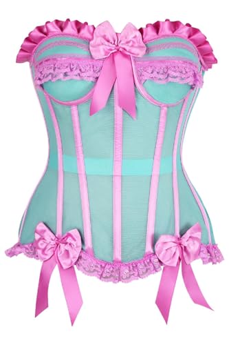 Daisy corsets Womens Womens Mint/Pink Underwire Mesh Bustier Corset Top & Plus Size