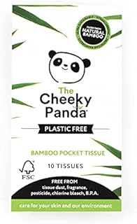 The Cheeky Panda bambusowe chusteczki kieszonkowe | Zestaw 10 chusteczek | Bez plastiku, kieszonka, niezbędne do podróży, przyjazne dla środowiska, super miękkie, mocne i trwałe