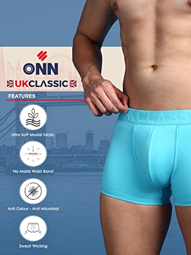 Image of ONN UK Classic Men's Ultra Soft Modal Fabric Mini Trunk with Feather Touch Ultra Soft Waistband (Pack of 3)