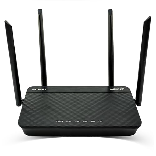 pcWRT PW-AX1800 WiFi 6 Router Long Range with VLAN Support, OpenVPN-Compatible for Services Like ExpressVPN, Dual-Band Router, VPN Client/Server, Parental Controls, Ad Blocking, Gigabit Ethernet